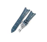 EMAIGlPO Ajuste for Patek Philippe 5711 5712G correa de reloj de cuero genuino impermeable a prueba de sudor hebilla plegable cóncava correa de reloj pulsera de 25mm(Blue-Steel-Z19)