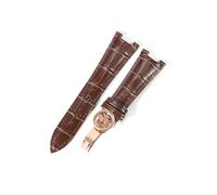 EMAIGlPO Ajuste for Patek Philippe 5711 5712G correa de reloj de cuero genuino impermeable a prueba de sudor hebilla plegable cóncava correa de reloj pulsera de 25mm(Brown-Rose-Z19)