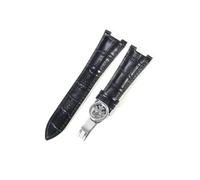 EMAIGlPO Ajuste for Patek Philippe 5711 5712G correa de reloj de cuero genuino impermeable a prueba de sudor hebilla plegable cóncava correa de reloj pulsera de 25mm(Black-Steel-Z19)