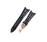 EMAIGlPO Ajuste for Patek Philippe 5711 5712G correa de reloj de cuero genuino impermeable a prueba de sudor hebilla plegable cóncava correa de reloj pulsera de 25mm(Black-Rose-Z19)