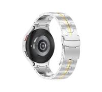 EMAIGlPO Ajuste for Samsung Galaxy Watch 6 cabeza de botón correa de acero inoxidable doble correa con cierre de seguridad apto for Samsung Galaxy Watch 6(Silver-gold)