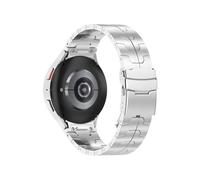 EMAIGlPO Ajuste for Samsung Galaxy Watch 6 cabeza de botón correa de acero inoxidable doble correa con cierre de seguridad apto for Samsung Galaxy Watch 6(Silver)