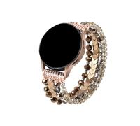 EMAIGlPO Apto for Samsung Galaxy Watch 6/5/4 40/44 mm/Active 2 Watch 4 42/46 mm Band Mujer, cuentas de cristal elásticas de moda hechas a mano de 20 mm(Khaki)