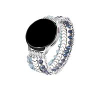 EMAIGlPO Apto for Samsung Galaxy Watch 6/5/4 40/44 mm/Active 2 Watch 4 42/46 mm Band Mujer, cuentas de cristal elásticas de moda hechas a mano de 20 mm(Silver)