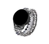 EMAIGlPO Apto for Samsung Galaxy Watch 6/5/4 40/44 mm/Active 2 Watch 4 42/46 mm Band Mujer, cuentas de cristal elásticas de moda hechas a mano de 20 mm(Black)