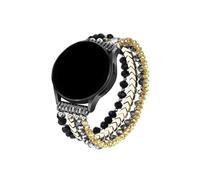 EMAIGlPO Apto for Samsung Galaxy Watch 6/5/4 40/44 mm/Active 2 Watch 4 42/46 mm Band Mujer, cuentas de cristal elásticas de moda hechas a mano de 20 mm(Silver Yellow)