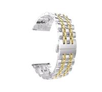 EMAIGlPO Banda de 22 mm 20 mm apta for Samsung Galaxy Watch 3 4 5 45 mm Gear S3 46 mm 42 mm Active2 40 44 mm Correa de acero inoxidable apta for Amazift BIP 2 GTR(Silver gold,22mm)