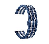 EMAIGlPO Banda de 22 mm 20 mm apta for Samsung Galaxy Watch 3 4 5 45 mm Gear S3 46 mm 42 mm Active2 40 44 mm Correa de acero inoxidable apta for Amazift BIP 2 GTR(Blue Silver,22mm)