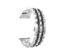 EMAIGlPO Banda de 22 mm 20 mm apta for Samsung Galaxy Watch 3 4 5 45 mm Gear S3 46 mm 42 mm Active2 40 44 mm Correa de acero inoxidable apta for Amazift BIP 2 GTR(Silver black,20mm)