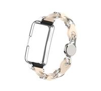 EMAIGlPO Cadena de cuero hueca de metal adecuada for pulseras Huawei 10, 9, 8, 7/Honor band6/7(Starlight,For Huawei band 8/7)