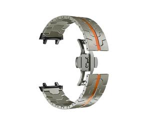 EMAIGlPO Compatible con correa de reloj for Amazfit T-REX 3, pulsera ajustable de acero inoxidable y metal(Titanium Orange)