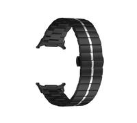 EMAIGlPO Compatible con for Samsung Watch7 Ultra47 mm Correa de metal Compatible con for Watch7 Ultra Correa de acero inoxidable con una cuenta Strafororrr(Black-silver)