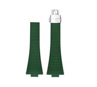 EMAIGlPO Correa convexa FKM de 11mm y 12mm apta for Tissot PRX Series Super Player, correa de reloj con hebilla de mariposa de liberación rápida de goma fluorada de 35mm y 40mm(Green,11mm)