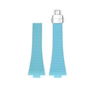 EMAIGlPO Correa convexa FKM de 11mm y 12mm apta for Tissot PRX Series Super Player, correa de reloj con hebilla de mariposa de liberación rápida de goma fluorada de 35mm y 40mm(Light blue,12mm)
