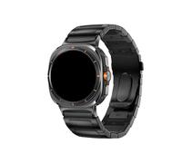 EMAIGlPO Correa de acero inoxidable adecuada for Samsung Galaxy Watch7 Ultra correa de reloj con hebilla plana en forma de correa de acero accesorios de reloj(Black)