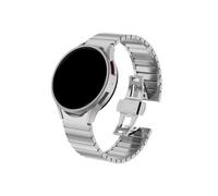 EMAIGlPO Correa de acero inoxidable adecuada for Samsung Watch6/5/4, hebilla de mariposa de doble presión, correa de bambú con una cuenta de acero inoxidable(Silver)