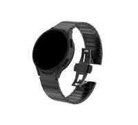 EMAIGlPO Correa de acero inoxidable adecuada for Samsung Watch6/5/4, hebilla de mariposa de doble presión, correa de bambú con una cuenta de acero inoxidable(Black)