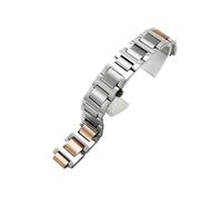 EMAIGlPO Correa de acero inoxidable convexa, compatible con la correa de reloj for Cartier Blue Balloon de 8 x 14 mm y 12 x 20 mm.(Silver-Rose Golden,12x20mm)