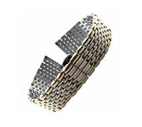 EMAIGlPO Correa de acero inoxidable de una sola pieza con hebilla de mariposa de 20 mm y nueve cuentas estilo Jialan(Silver-Rose Golden,16mm)