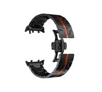 EMAIGlPO Correa de ajuste rápido de acero inoxidable for Huawei Watch D2, correa con hebilla de mariposa de Metal sin huecos, pulsera for Huawei Watch D2(Black Red)