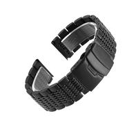 EMAIGlPO Correa de buceo con hebilla de seguridad sólida, pulsera de acero inoxidable de 18/20/22/24 mm(Black,20mm)