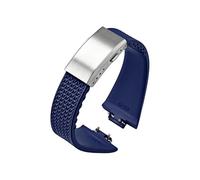 EMAIGlPO Correa de caucho fluorado apta for Tissot PRX Powermatic 11/12 mm hebilla plegable FKM Sport correa de reloj de liberación rápida impermeable for hombres y mujeres(Dark blue silver,12mm)