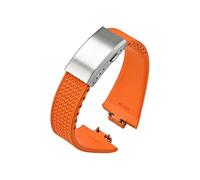 EMAIGlPO Correa de caucho fluorado apta for Tissot PRX Powermatic 11/12 mm hebilla plegable FKM Sport correa de reloj de liberación rápida impermeable for hombres y mujeres(Orange silver,11mm)