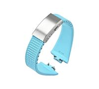 EMAIGlPO Correa de caucho fluorado apta for Tissot PRX Powermatic 11/12 mm hebilla plegable FKM Sport correa de reloj de liberación rápida impermeable for hombres y mujeres(Light blue silver,12mm)
