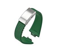 EMAIGlPO Correa de caucho fluorado apta for Tissot PRX Powermatic 11/12 mm hebilla plegable FKM Sport correa de reloj de liberación rápida impermeable for hombres y mujeres(Green silver,11mm)