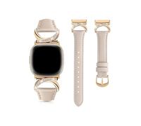 EMAIGlPO Correa de cuero compatible con for Fitbit Versa 4/3/Sense 2/Sense Watch.(Ivory,For Versa3 versa4)
