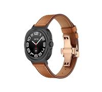 EMAIGlPO Correa de cuero compatible con for Samsung Galaxy Watch 7 Ultra de 47 mm Accesorios Correa de pulsera compatible con for Samsung Galaxy Watch Ultra Correa de 47 mm(Rose button brown)
