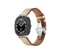 EMAIGlPO Correa de cuero compatible con for Samsung Galaxy Watch 7 Ultra de 47 mm Accesorios Correa de pulsera compatible con for Samsung Galaxy Watch Ultra Correa de 47 mm(Silver buttonapricot)