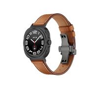 EMAIGlPO Correa de cuero compatible con for Samsung Galaxy Watch 7 Ultra de 47 mm Accesorios Correa de pulsera compatible con for Samsung Galaxy Watch Ultra Correa de 47 mm(Black button brown)