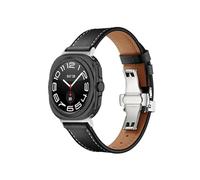 EMAIGlPO Correa de cuero compatible con for Samsung Galaxy Watch 7 Ultra de 47 mm Accesorios Correa de pulsera compatible con for Samsung Galaxy Watch Ultra Correa de 47 mm(Silver button black)