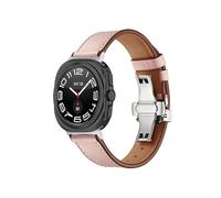 EMAIGlPO Correa de cuero compatible con for Samsung Galaxy Watch 7 Ultra de 47 mm Accesorios Correa de pulsera compatible con for Samsung Galaxy Watch Ultra Correa de 47 mm(Silver button pink)
