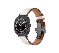 EMAIGlPO Correa de cuero compatible con for Samsung Galaxy Watch 7 Ultra de 47 mm Accesorios Correa de pulsera compatible con for Samsung Galaxy Watch Ultra Correa de 47 mm(Black button white)
