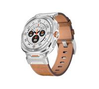 EMAIGlPO Correa de cuero con patrón Crazy Horse adecuada for Samsung Watch Galaxy Watch 7 Ultra Correa adecuada for Samsung Watch 7(Brown-Silver)
