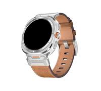 EMAIGlPO Correa de cuero con patrón Crazy Horse adecuada for Samsung Watch Galaxy Watch 7 Ultra Correa adecuada for Samsung Watch 7(Brown-Silver)