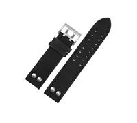 EMAIGlPO Correa de cuero genuino for reloj Hamilton H760250 H77616533, pulsera con remaches for hombre, 20 y 22mm(A black silver,22mm)