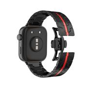 EMAIGlPO Correa de Metal apta for Huawei Watch Fit 3 pulsera ajustable apta for Huawei Watch Fit 3 accesorios de acero inoxidable(Black-Red)