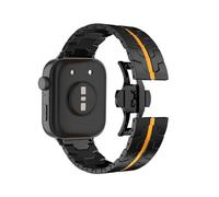EMAIGlPO Correa de Metal apta for Huawei Watch Fit 3 pulsera ajustable apta for Huawei Watch Fit 3 accesorios de acero inoxidable(Black-Orange)