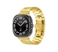 EMAIGlPO Correa de Metal de acero inoxidable apta for Samsung Galaxy Watch Ultra 47mm pulsera con extremo curvado apta for GALAXY Watch 47 ULTRA No Gap Band(Gold silver)