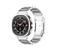 EMAIGlPO Correa de metal de titanio adecuada for Samsung Galaxy Watch7 Ultra Correa de 47 mm Hebilla de concha de tortuga de tres cuentas integrada Correa de titanio(Silver)