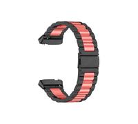 EMAIGlPO Correa de metal sin espacios apta for Redmi Watch 3 Correa activa de acero inoxidable Pulsera apta for Xiaomi/Redmi Watch 3 Lite Pulsera Correa de reloj(Black red,For Redmi 3 Active)