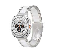 EMAIGlPO Correa de metal y cerámica compatible con for Samsung Galaxy Watch 8 (40 mm, 44 mm y 46 mm)(Silver white,For Galaxy Watch 8 40mm)