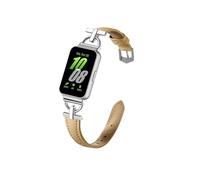 EMAIGlPO Correa de metal y cuero apta for Samsung Galaxy Fit 3, accesorios for reloj, pulsera(Khaki)