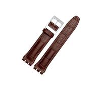 EMAIGlPO Correa de reloj compatible con for SWATCH, pulsera de cuero de vaca auténtico de 17mm y 19mm, correa de reloj deportiva resistente al agua for hombres y mujeres(Brown,17mm)