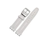 EMAIGlPO Correa de reloj compatible con for SWATCH, pulsera de cuero de vaca auténtico de 17mm y 19mm, correa de reloj deportiva resistente al agua for hombres y mujeres(White,17mm)