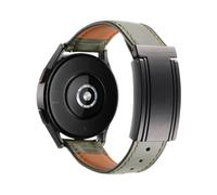 EMAIGlPO Correa de reloj con hebilla plegable en forma de T de cuero de doble cara con cera de aceite y ajuste adecuado for Samsung Watch6/Huawei GT5/Xiaomi S4.(Army green-black,20MM)