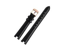 EMAIGlPO Correa de reloj con muescas compatible con for Gucci YA141401, YA141505, YA1414, YA1415 GC, correa de cuero for mujer de 12 x 5 mm y 14 x 5 mm.(Black-rose gold,12mm-5mm)